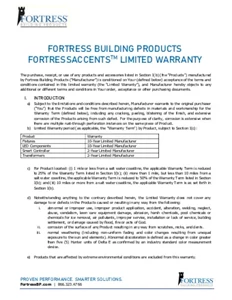 FortressAccents Product Warranty